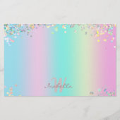 Unicorn holografische glitter briefpapier (Voorkant)