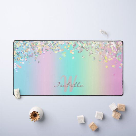 Unicorn holografische glitter bureaumat (Kindertafel)