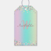 Unicorn holografische glitter cadeaulabel (Voorkant)