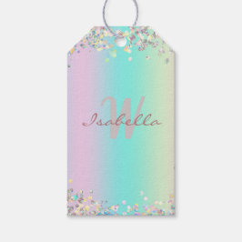 Unicorn holografische glitter cadeaulabel