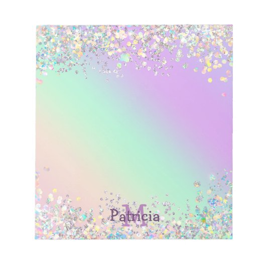 Unicorn holografische glitter notitieblok (Voorkant)