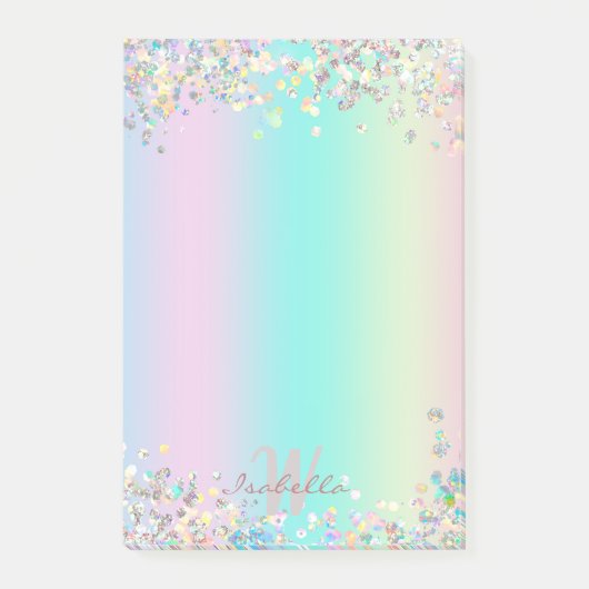 Unicorn holografische glitter post-it® notes (Voorkant)