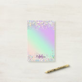 Unicorn holografische glitter post-it® notes (Op bureau)