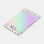 Unicorn holografische glitter post-it® notes (Schuin)