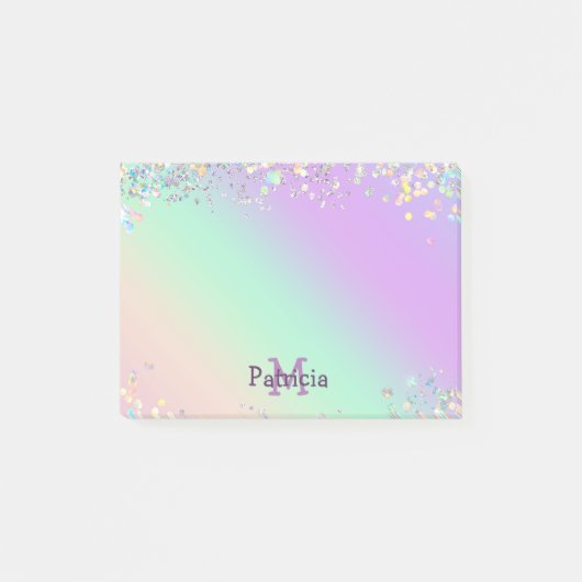 Unicorn holografische glitter post-it® notes (Voorkant)