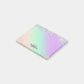 Unicorn holografische glitter post-it® notes (Schuin)