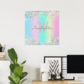 Unicorn holografische glitter poster (Thuiskantoor)
