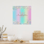 Unicorn holografische glitter poster (Keuken)
