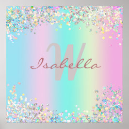 Unicorn holografische glitter poster