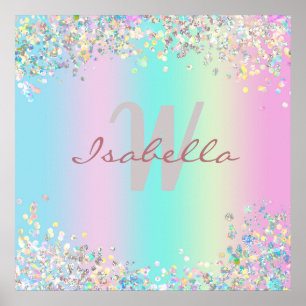 Unicorn holografische glitter poster