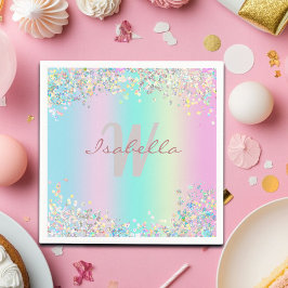 Unicorn holografische glitter servet