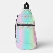 Unicorn holografische glitter sling bag (Voorkant)