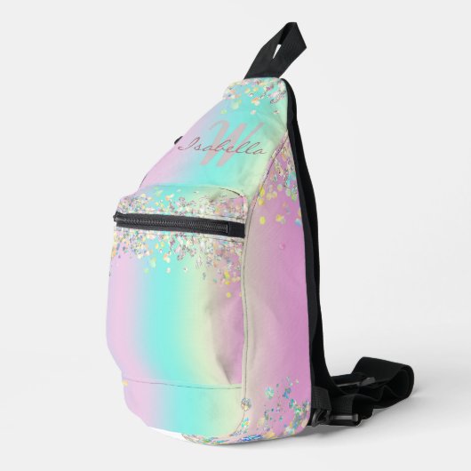 Unicorn holografische glitter sling bag (Rechterhoek)