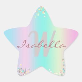 Unicorn holografische glitter ster sticker