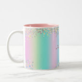 Unicorn holografische glitter tweekleurige koffiemok (Links)