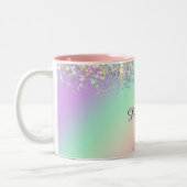 Unicorn holografische glitter tweekleurige koffiemok (Links)