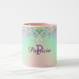 Unicorn holografische glitter tweekleurige koffiemok