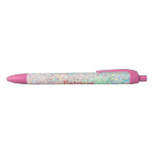 Unicorn holografische glitter zwarte inkt pen (Bovenkant)