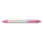 Unicorn holografische glitter zwarte inkt pen (Achterkant)