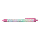 Unicorn holografische glitter zwarte inkt pen (Bovenkant)