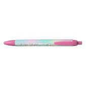 Unicorn holografische glitter zwarte inkt pen (Achterkant)