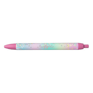 Unicorn holografische glitter zwarte inkt pen