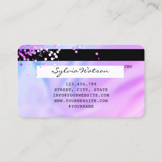 Unicorn Holograph Modern Credit Kaart Logo Visitekaartje (Achterkant)