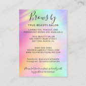 Unicorn Holographic Brows Aftercare Icon Business Visitekaartje (Achterkant)
