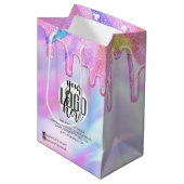 Unicorn Holographic Glitter Customer Business Medium Cadeauzakje (Voorkant Gekanteld)