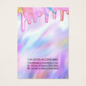 Unicorn Holographic Glitter Drift Ketting Display Visitekaartje (Achterkant)