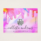 Unicorn Holographic Glitter Drift Logo Bracelet Visitekaartje (Voorkant)