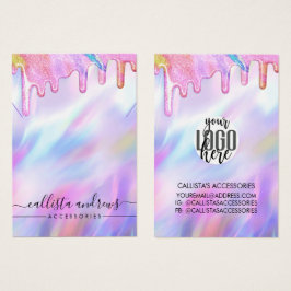 Unicorn Holographic Glitter Drift Logo Ketting Visitekaartje