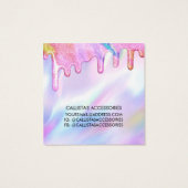 Unicorn Holographic Glitter Drip Hair Clip Display Vierkante Visitekaartjes (Achterkant)
