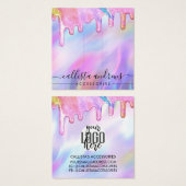 Unicorn Holographic Glitter Drip Logo Hair Clip Vierkante Visitekaartjes (Voorkant /achterkant)