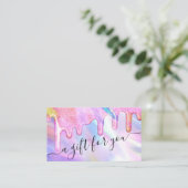 Unicorn Holographic Glitter Druppels Cadeaubon Visitekaartje (Staand voorkant)