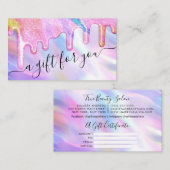 Unicorn Holographic Glitter Druppels Cadeaubon Visitekaartje (Voorkant / Achterkant)