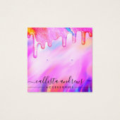 Unicorn Holographic Glitter-schijven die beeldsche Vierkante Visitekaartjes (Voorkant)