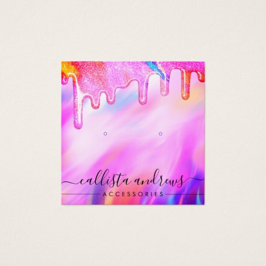 Unicorn Holographic Glitter-schijven verdienen Log Vierkante Visitekaartjes (Voorkant)