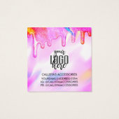 Unicorn Holographic Glitter-schijven verdienen Log Vierkante Visitekaartjes (Achterkant)