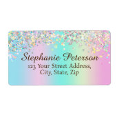 Unicorn Holographic Glitter Verzendadres Etiket (Voorkant)