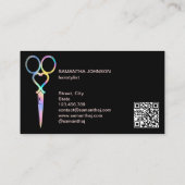 Unicorn Holographic hairstylist hairdresser QR Visitekaartje (Achterkant)
