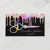 Unicorn Holographic hairstylist hairdresser QR Visitekaartje (Voorkant)