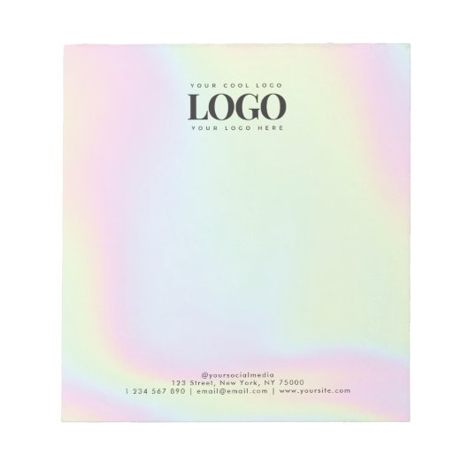 Unicorn Holographic Pastel Uw eigen Logo hier Notitieblok (Voorkant)