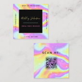 Unicorn Holographic Sparkly Social Media Manager Vierkante Visitekaartje (Voorkant / Achterkant)