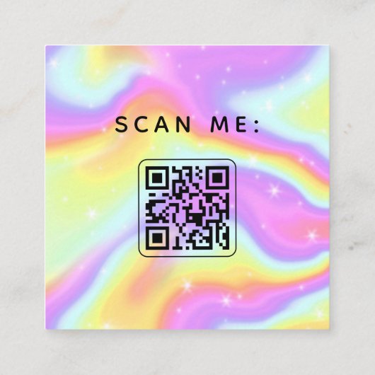 Unicorn Holographic Sparkly Social Media Manager Vierkante Visitekaartje (Achterkant)