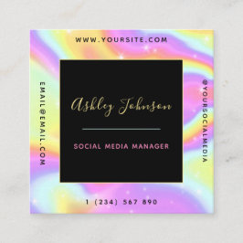 Unicorn Holographic Sparkly Social Media Manager Vierkante Visitekaartje