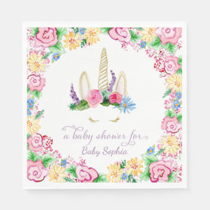 Unicorn Horn BOHO Floral Crown Baby Girl Shower Servetten