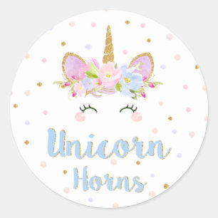 Unicorn Horns Sticker Birthday Party Favor Labels