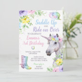 Unicorn Horse Birthday Uitnodiging (Staand voorkant)