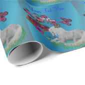 Unicorn Horse Butterflies en Flowers Cadeaupapier (Rol Hoek)